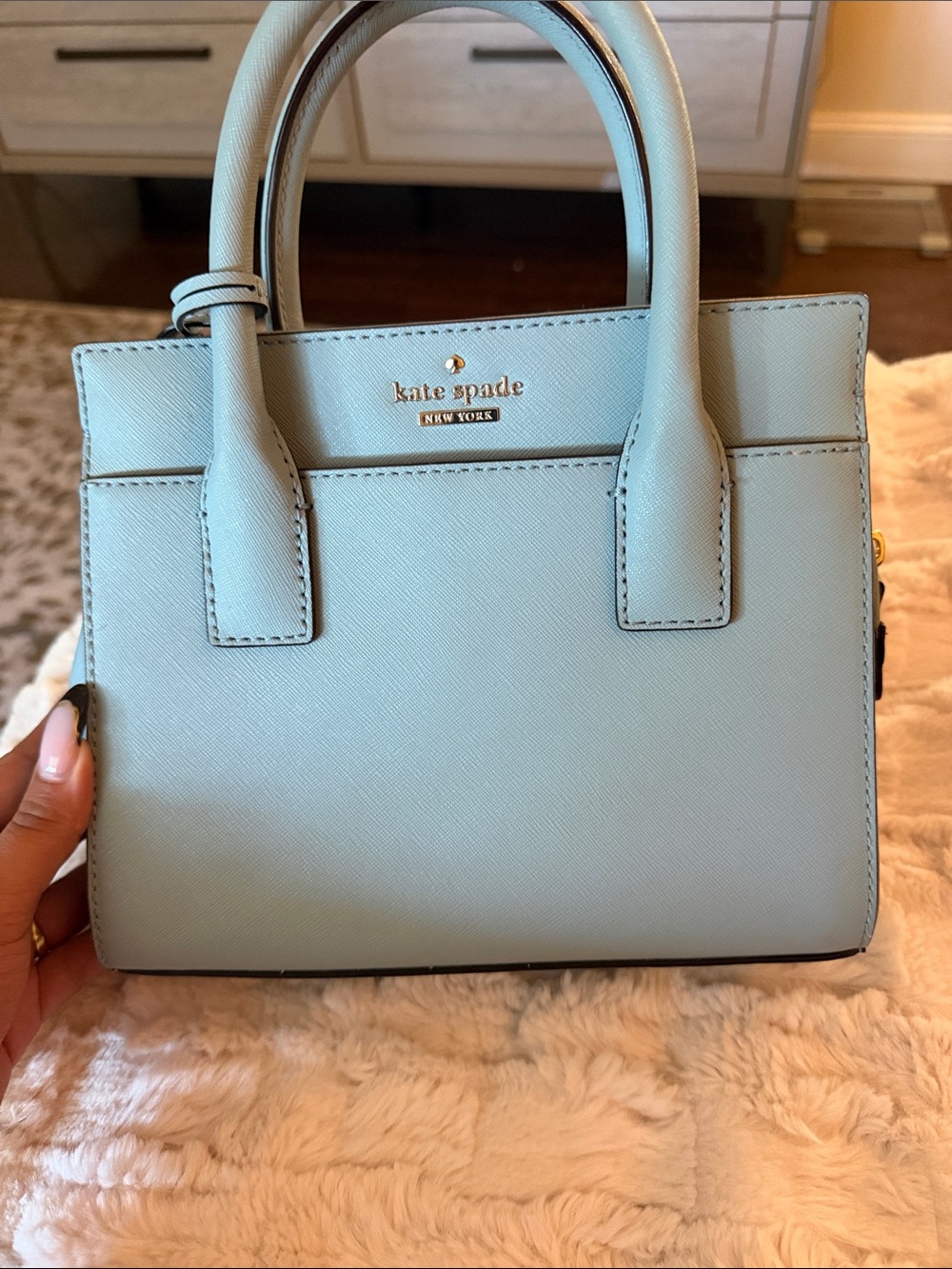 kate spade Small Leather Satchel in Pastel Blue